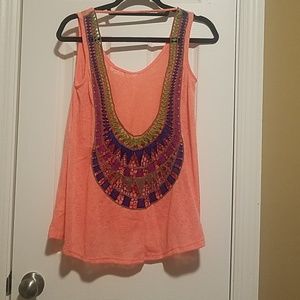 Sage Medium Coral Open Back Tank Top